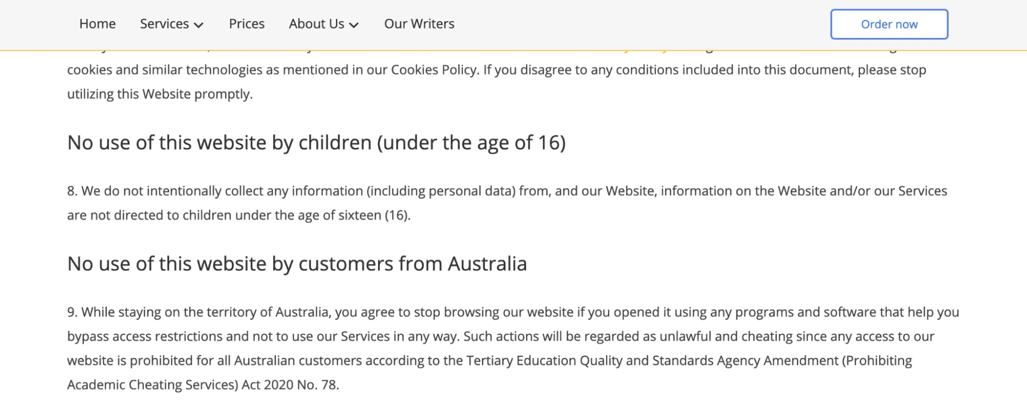 EssayTigers Terms of Use 